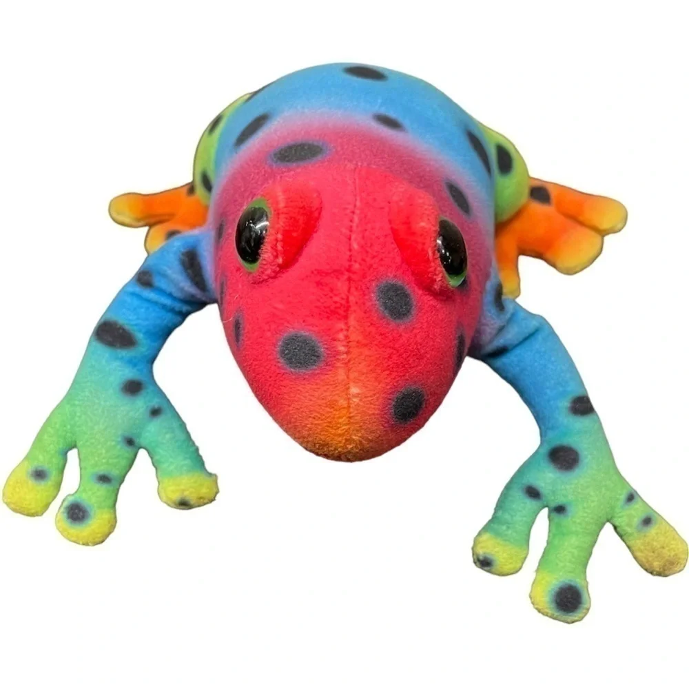 VINTAGE Ganz Rainforest Frog Plush Stuffed Animal H14394 Multicolored Rainbow - Picture 3 of 11